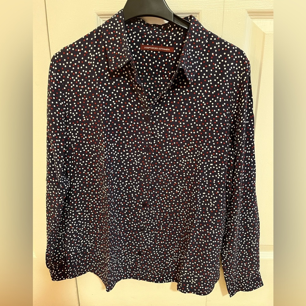 Polka Dot Woman’s shirt - Marine and White